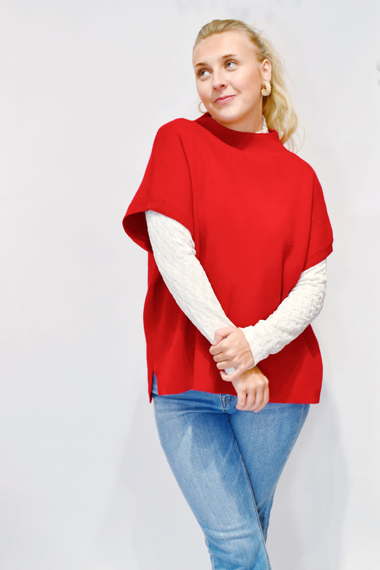 Red Short Sleeve Sweater