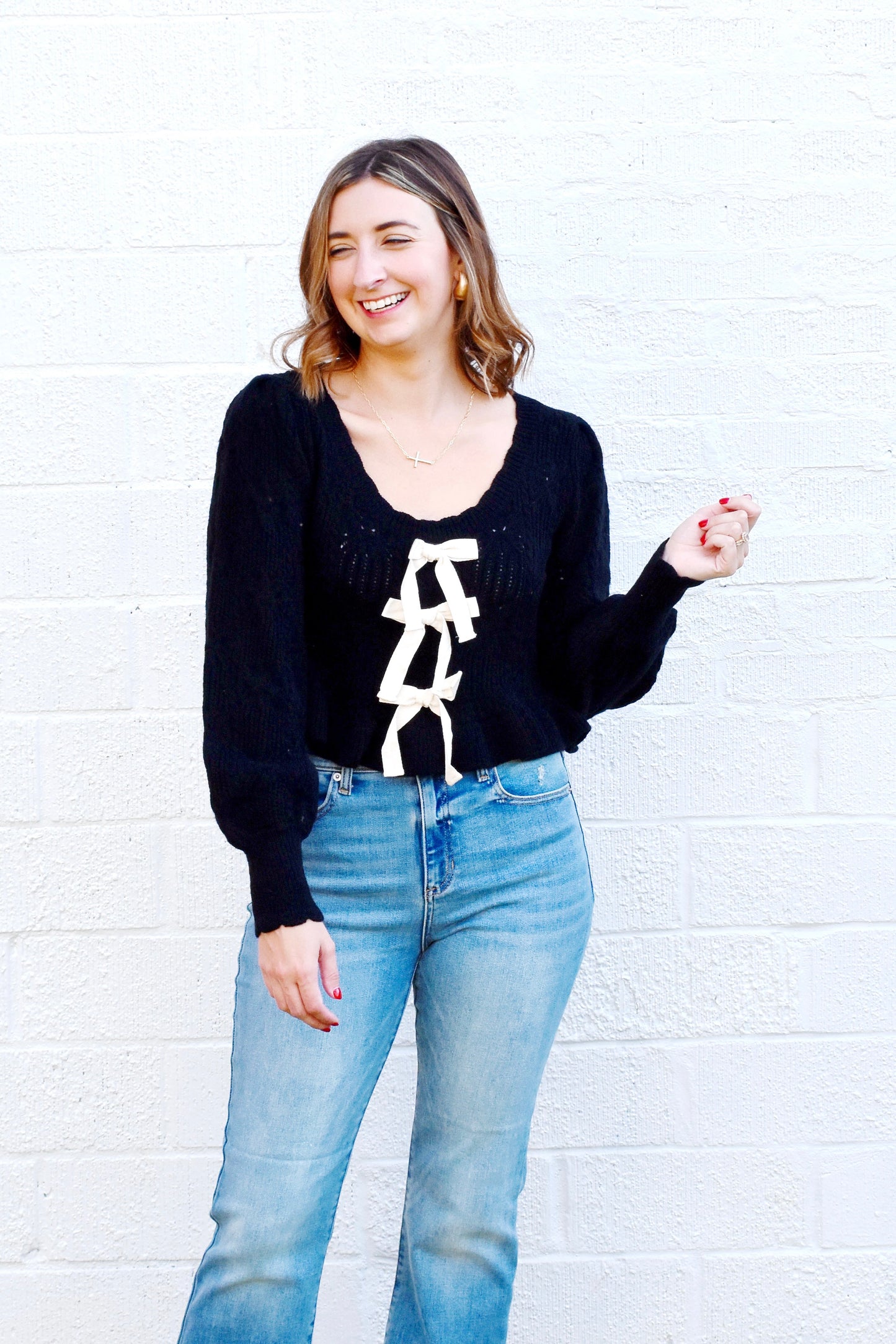 Black & Ivory Bow Sweater