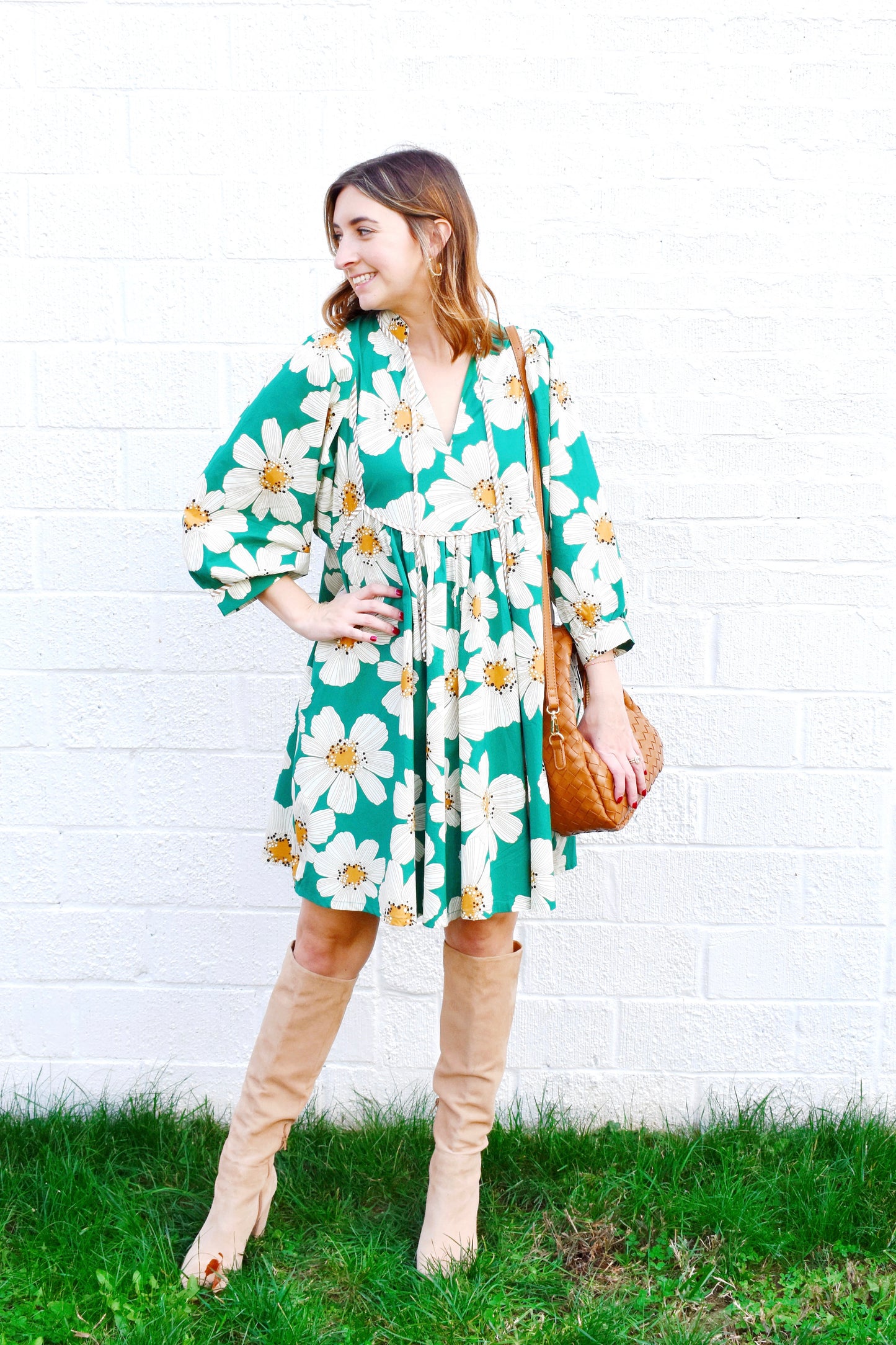 Green Marigold Floral Dress