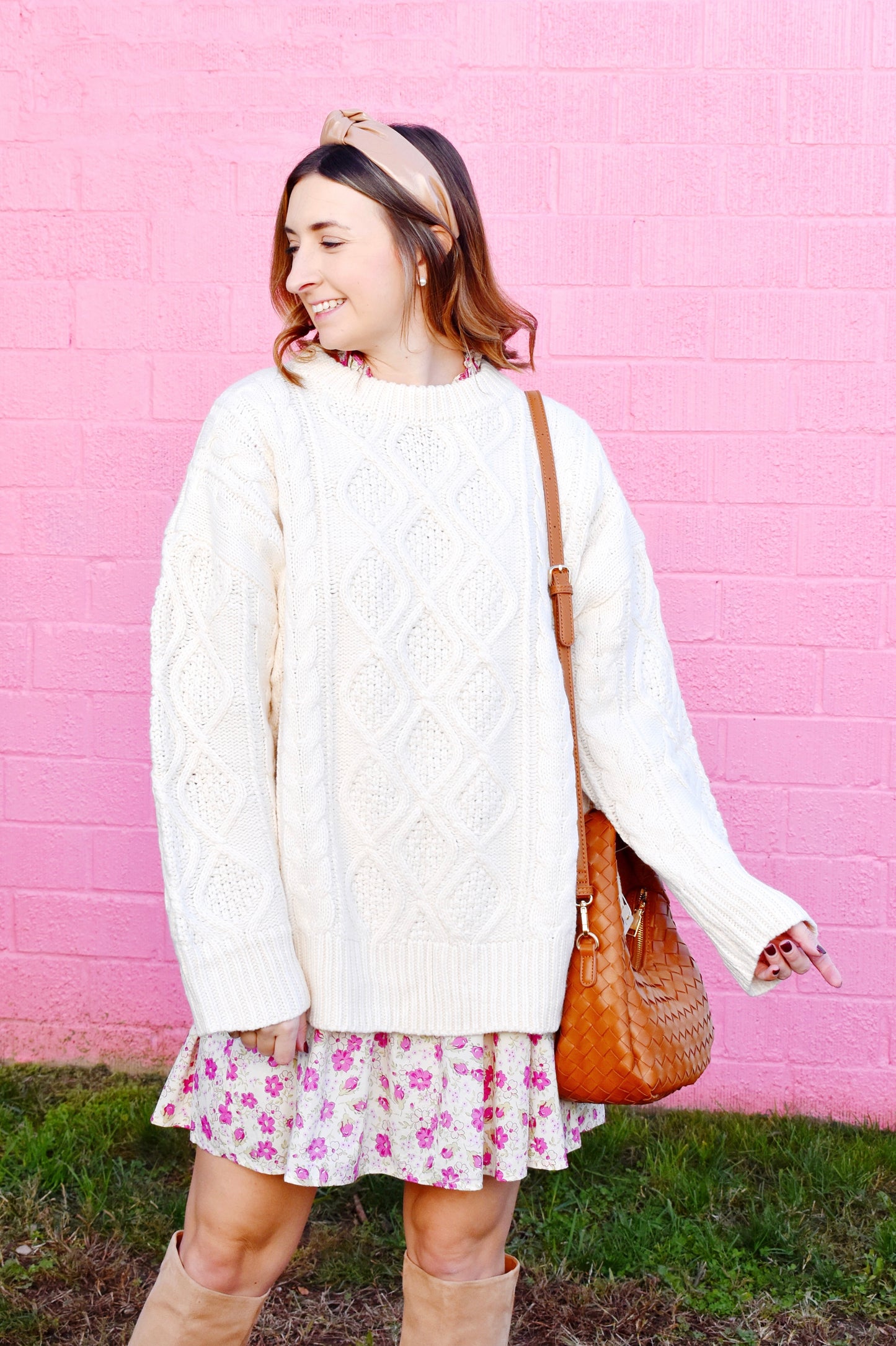 Cream Oversized Cable Sweater