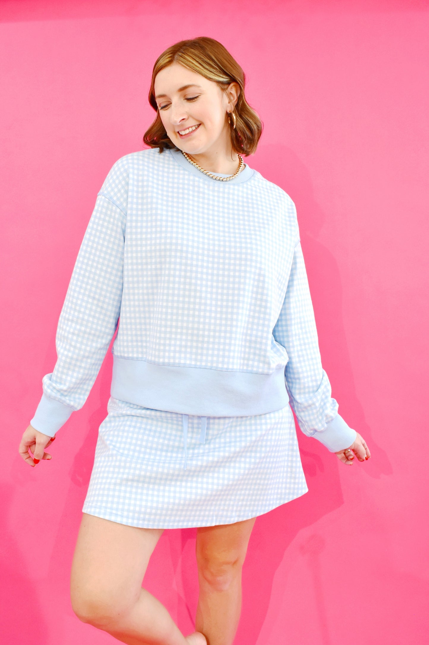 Baby Blue Gingham Skort