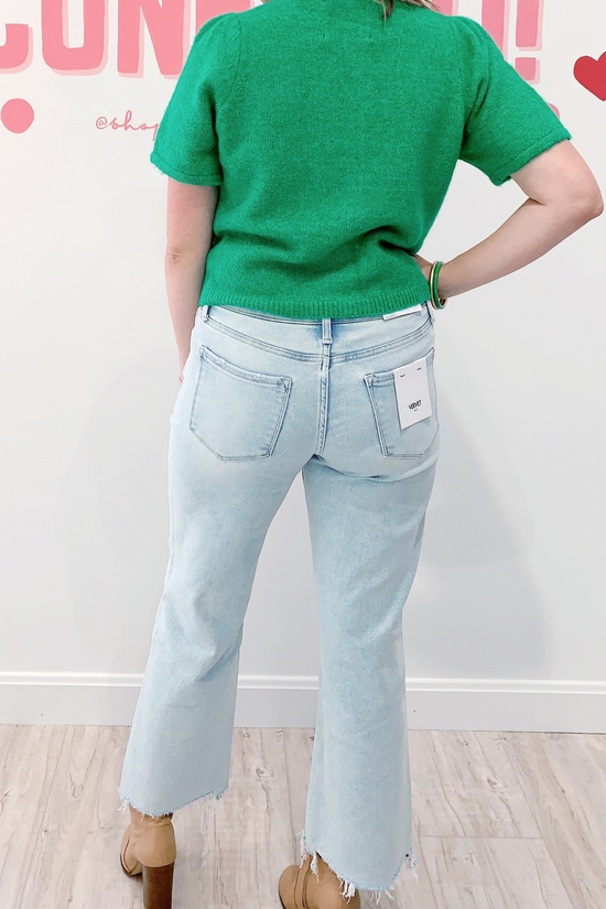 Aileeah Light Wash High Rise Slim Wide Jeans