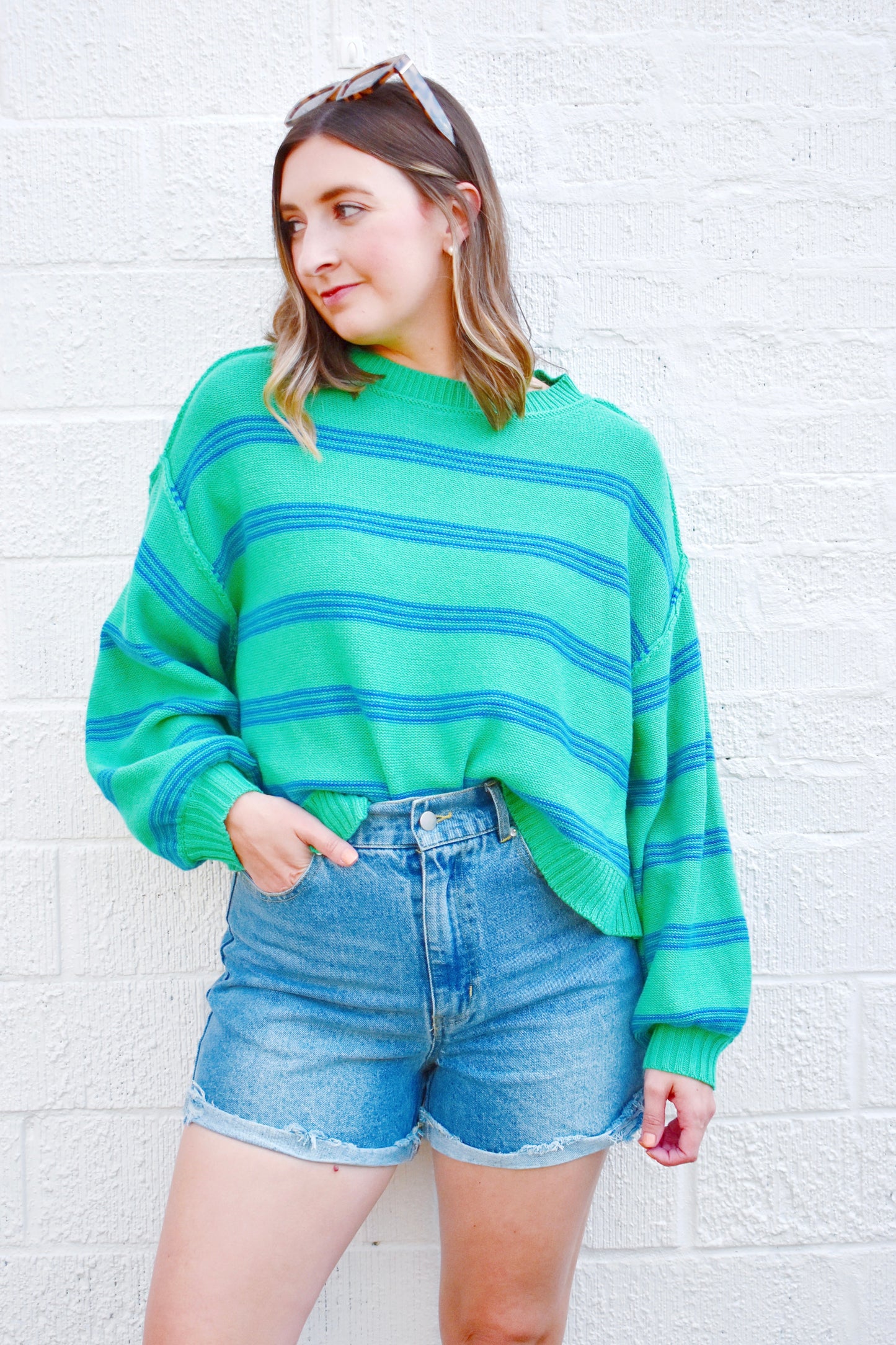 Denim Cuffed Elastic Waist Shorts