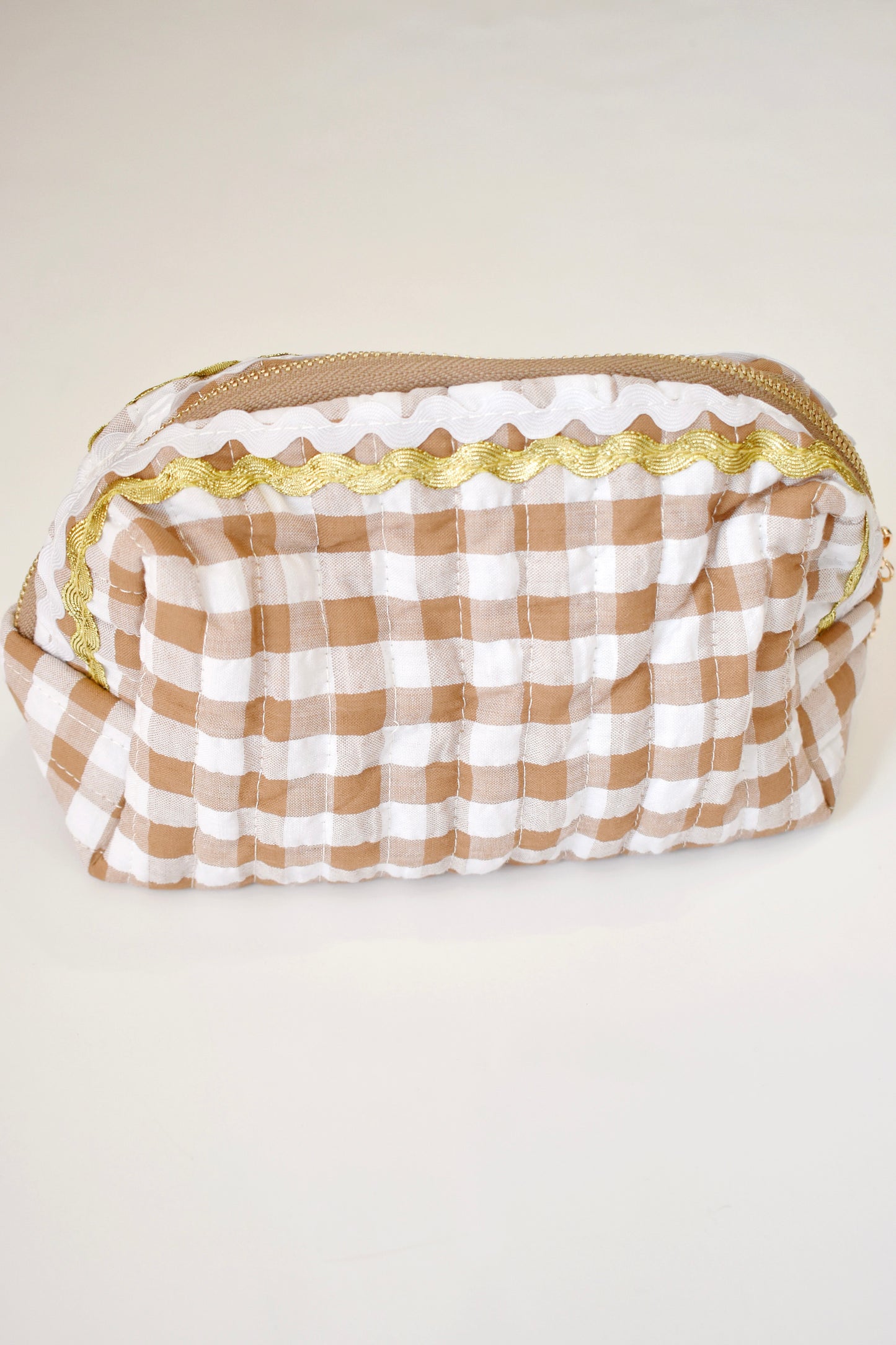 Gingham Ric Rac Zip Cosmetic Pouch