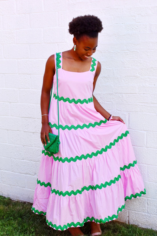Pink & Green Ric Rac Maxi Dress