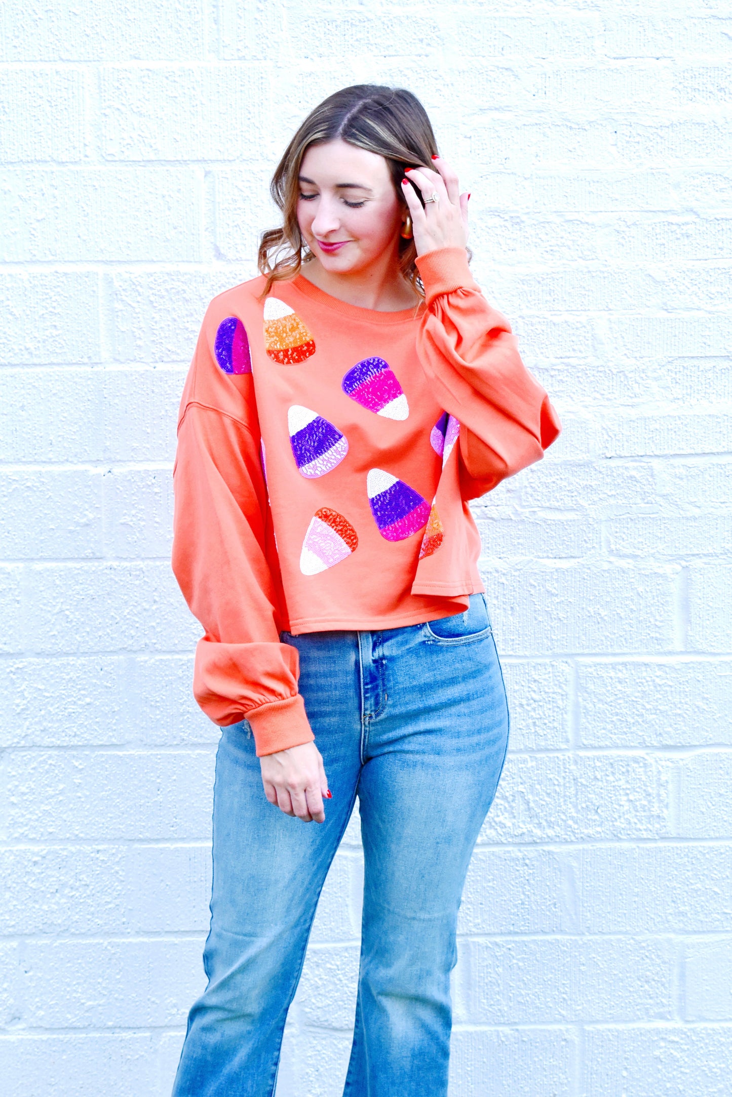 Candy Corn Sequin Sweatshirt