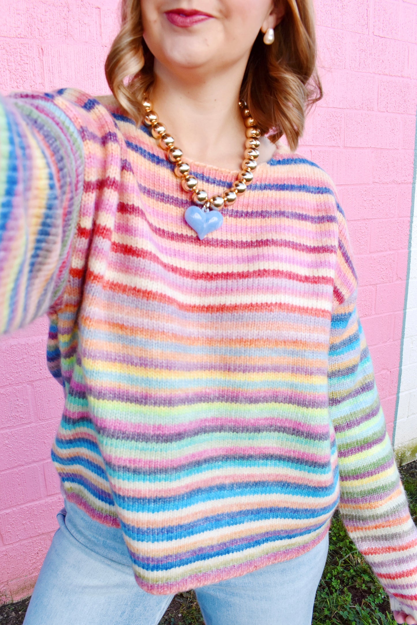 Rainbow Striped Knit Sweater