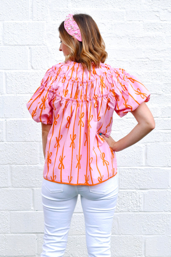 Pink & Orange Bow Blouse