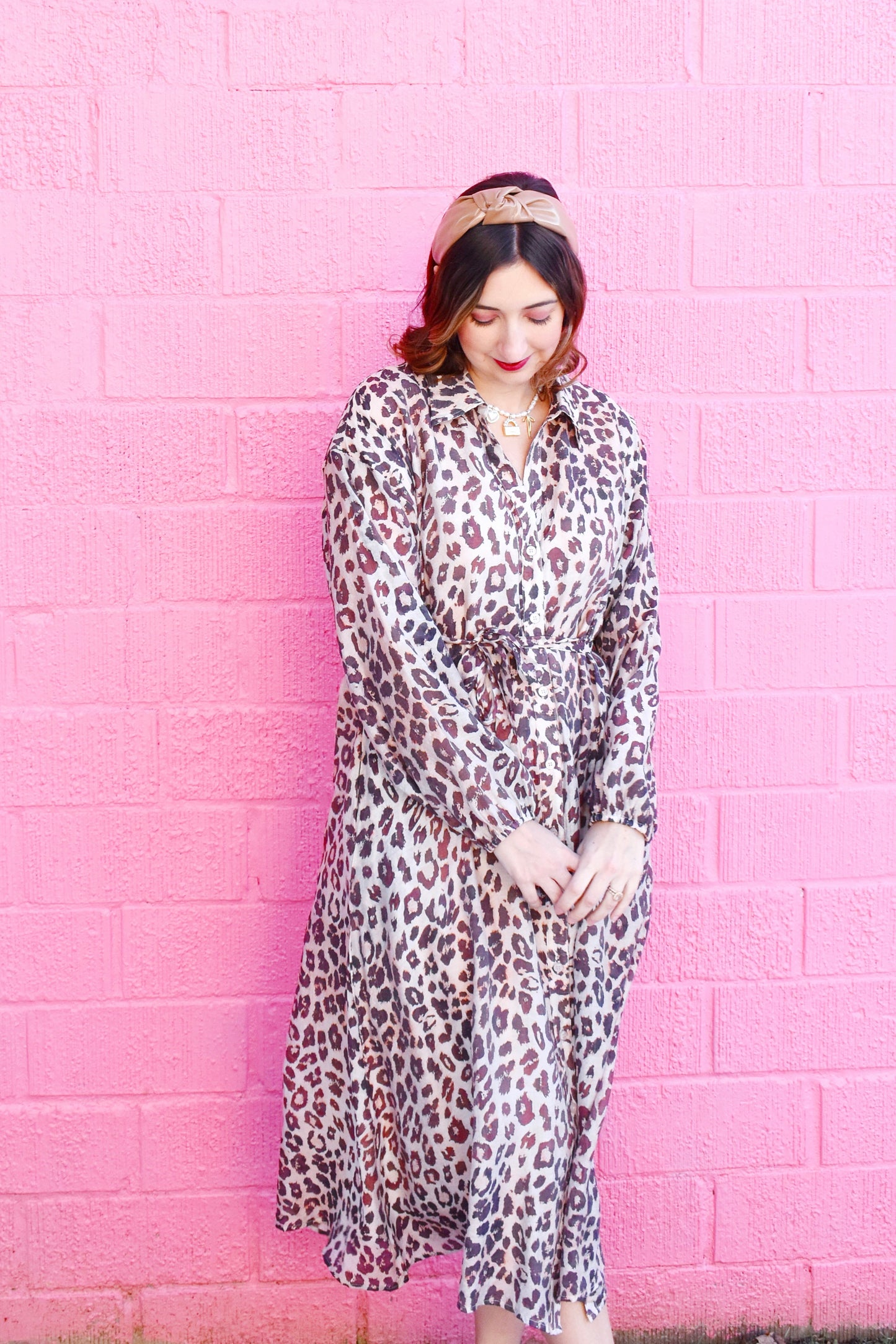 Leopard Chiffon Midi Dress