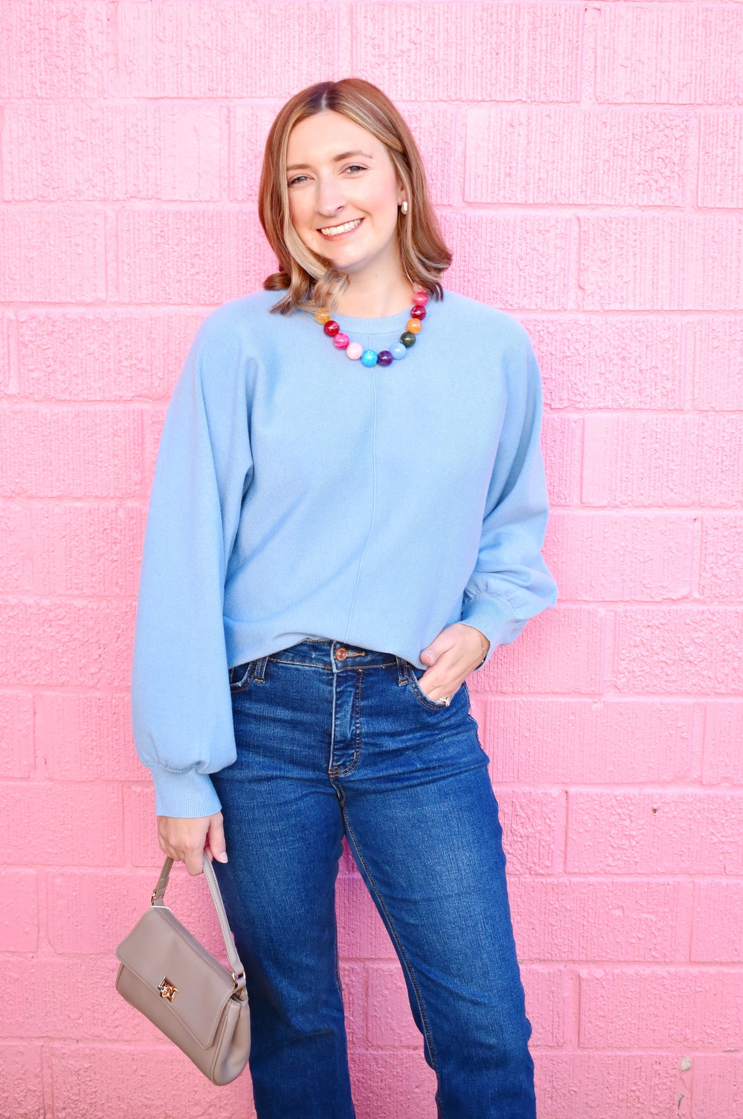 Light Blue Dolman Sleeve Sweater