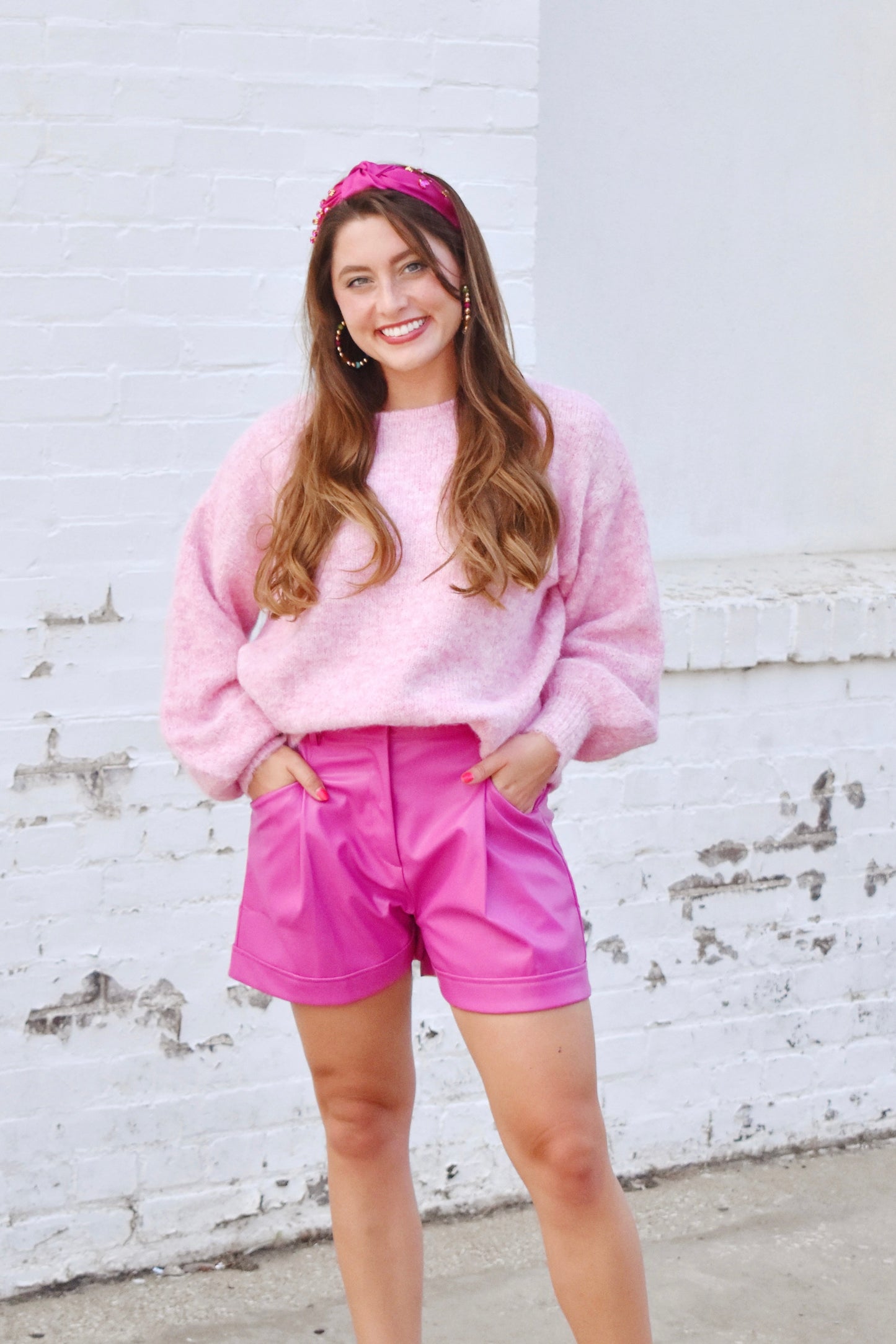 Soft Pink Brushed Knit Sweater