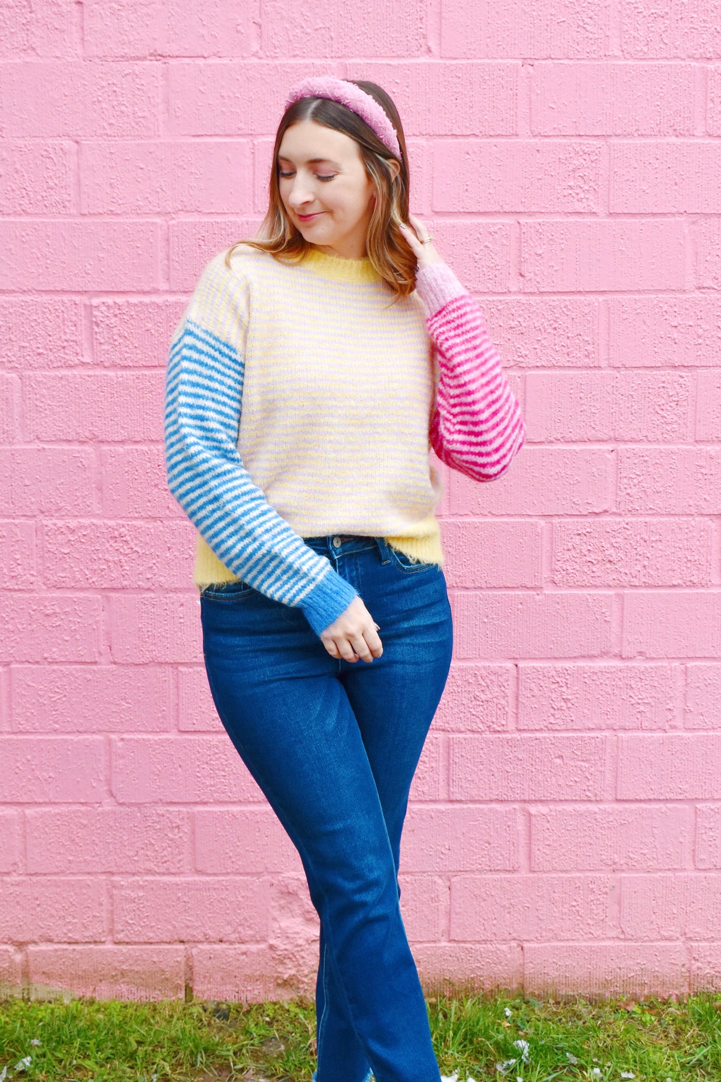 Sorbet Stripe Colorblock Fuzzy Sweater