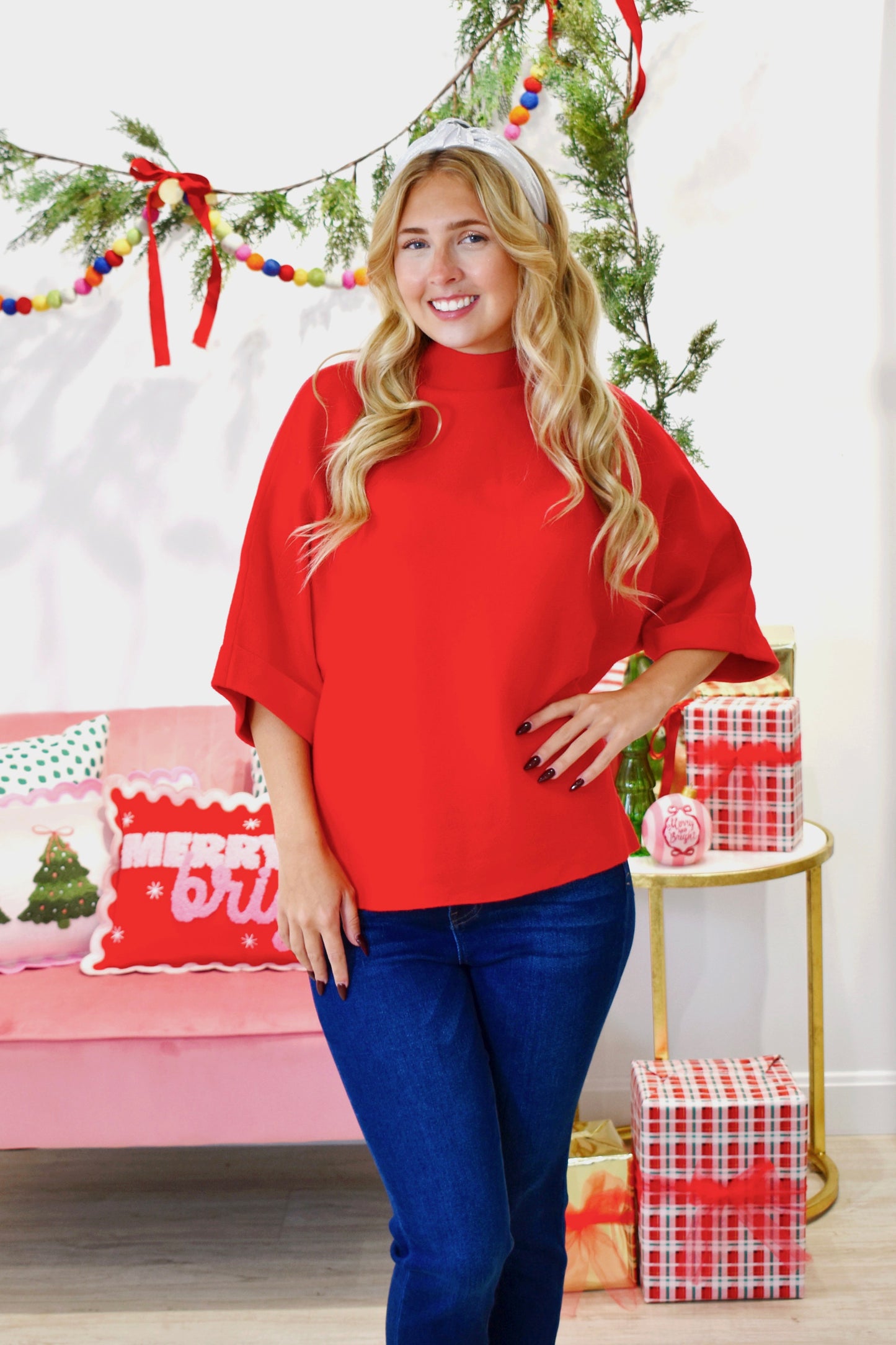 Red Mock Neck Sweater