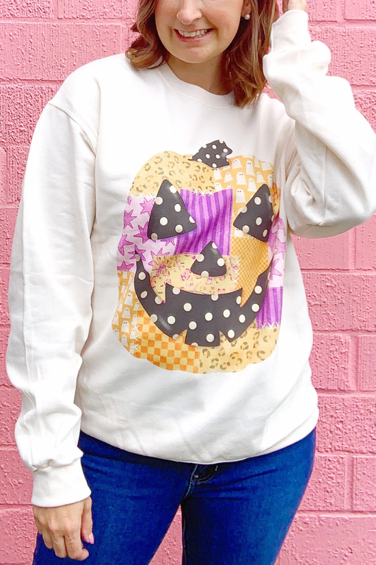 Patchwork Jack-O-Lantern Crewneck