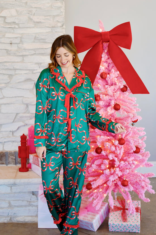 Green & Red Bow Pajama Set