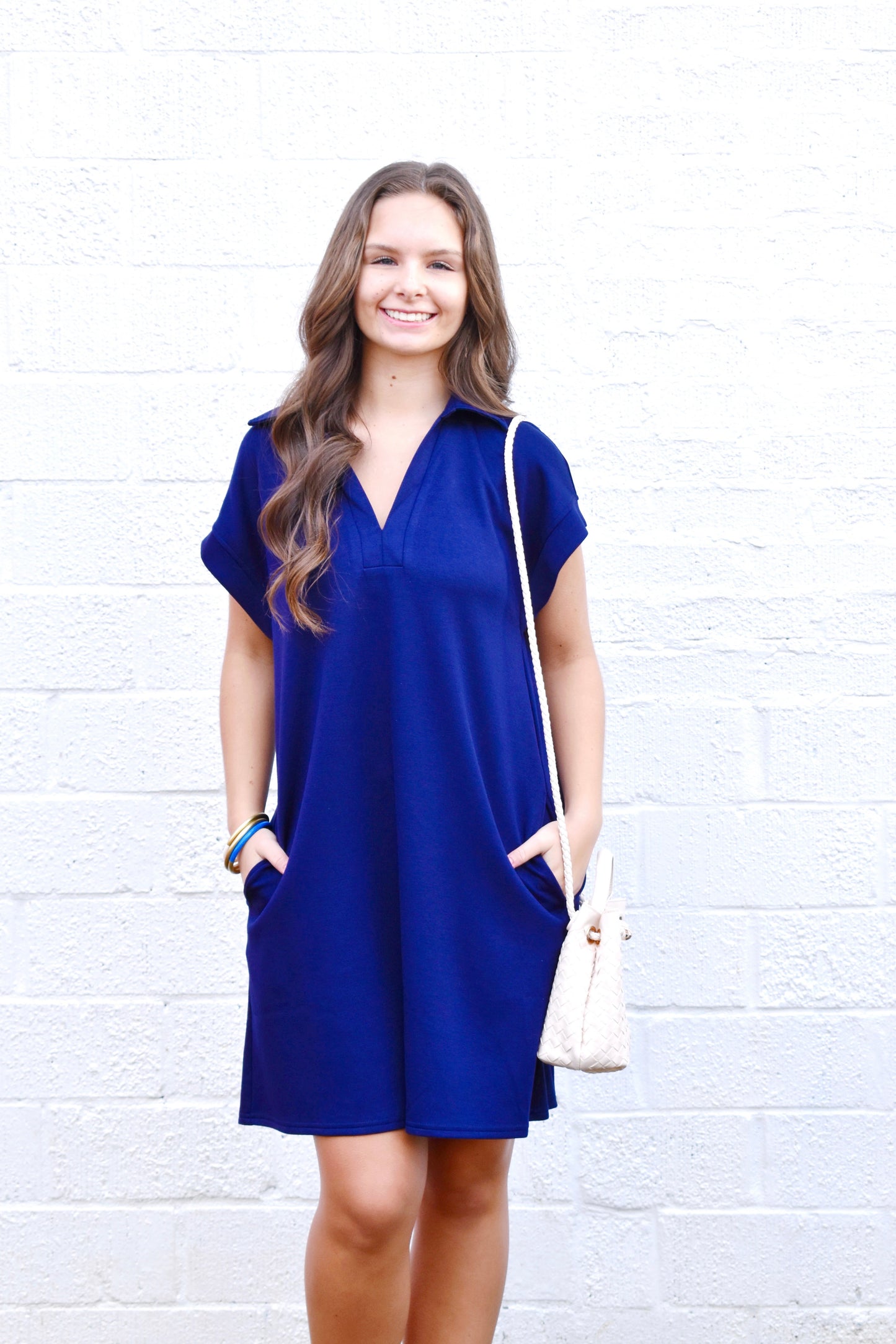 Navy Collared On The Go Dress