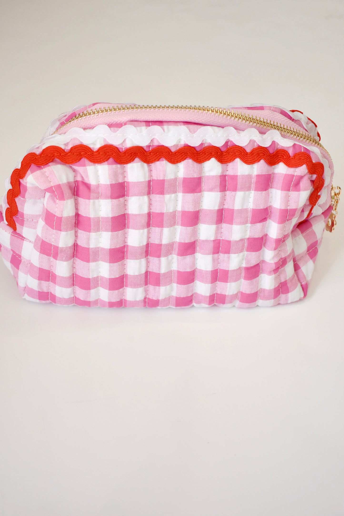 Gingham Ric Rac Zip Cosmetic Pouch