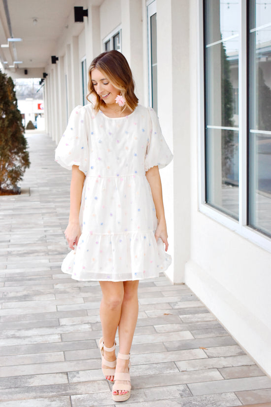 Load image into Gallery viewer, Perfect Pastel Cream Spotted Dress
