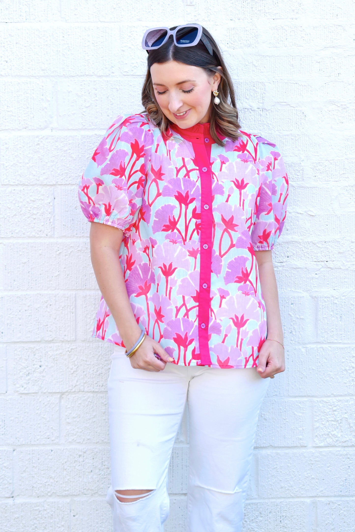 Lavender Combo Floral Blouse