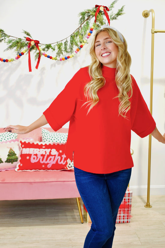 Red Mock Neck Sweater