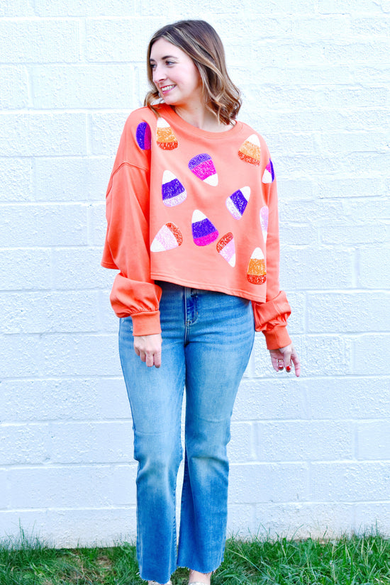 Candy Corn Sequin Sweatshirt