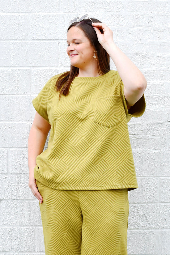 Plus Martini Olive Textured Top