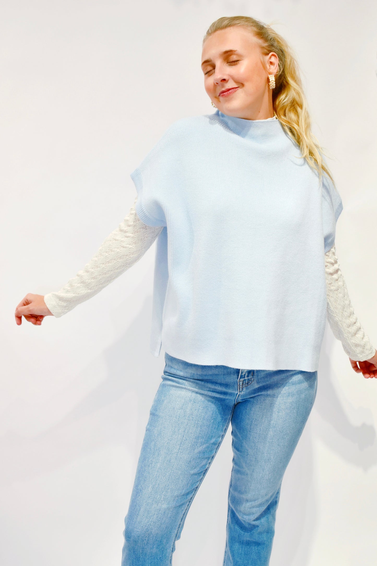 Sky Blue Doorbuster Short Sleeve Sweater