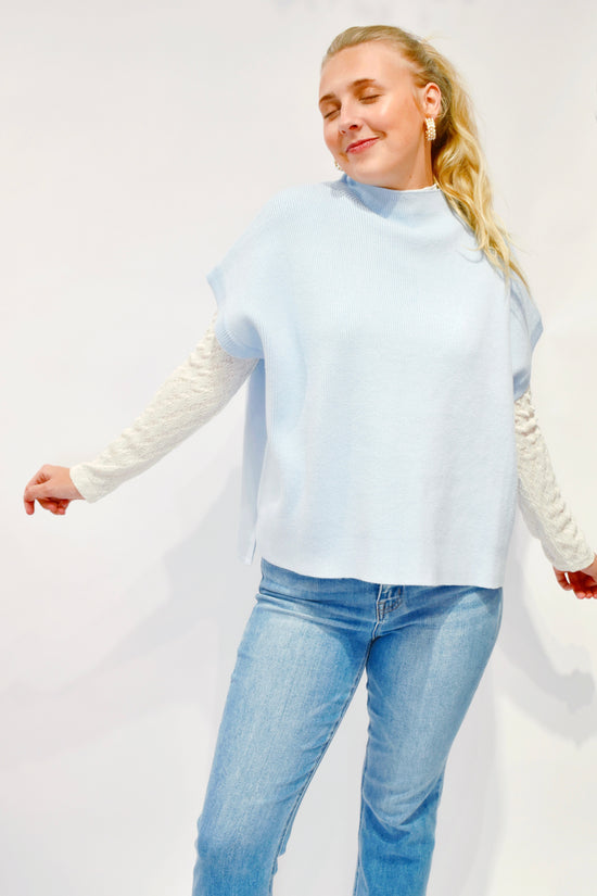 Sky Blue Doorbuster Short Sleeve Sweater
