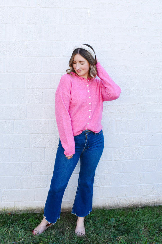 Barbie Pink Button Down Cardigan