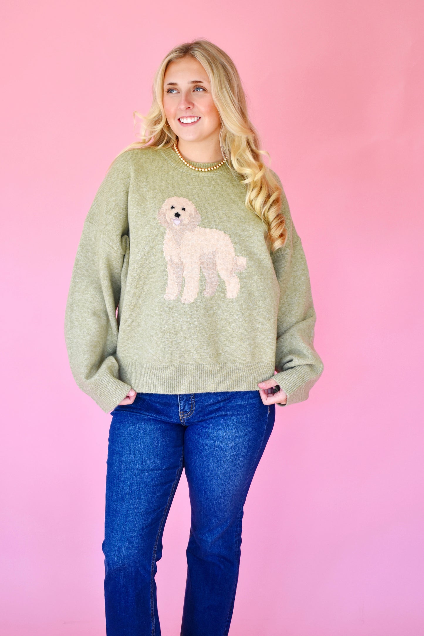 Olive Golden Doodle Sweater