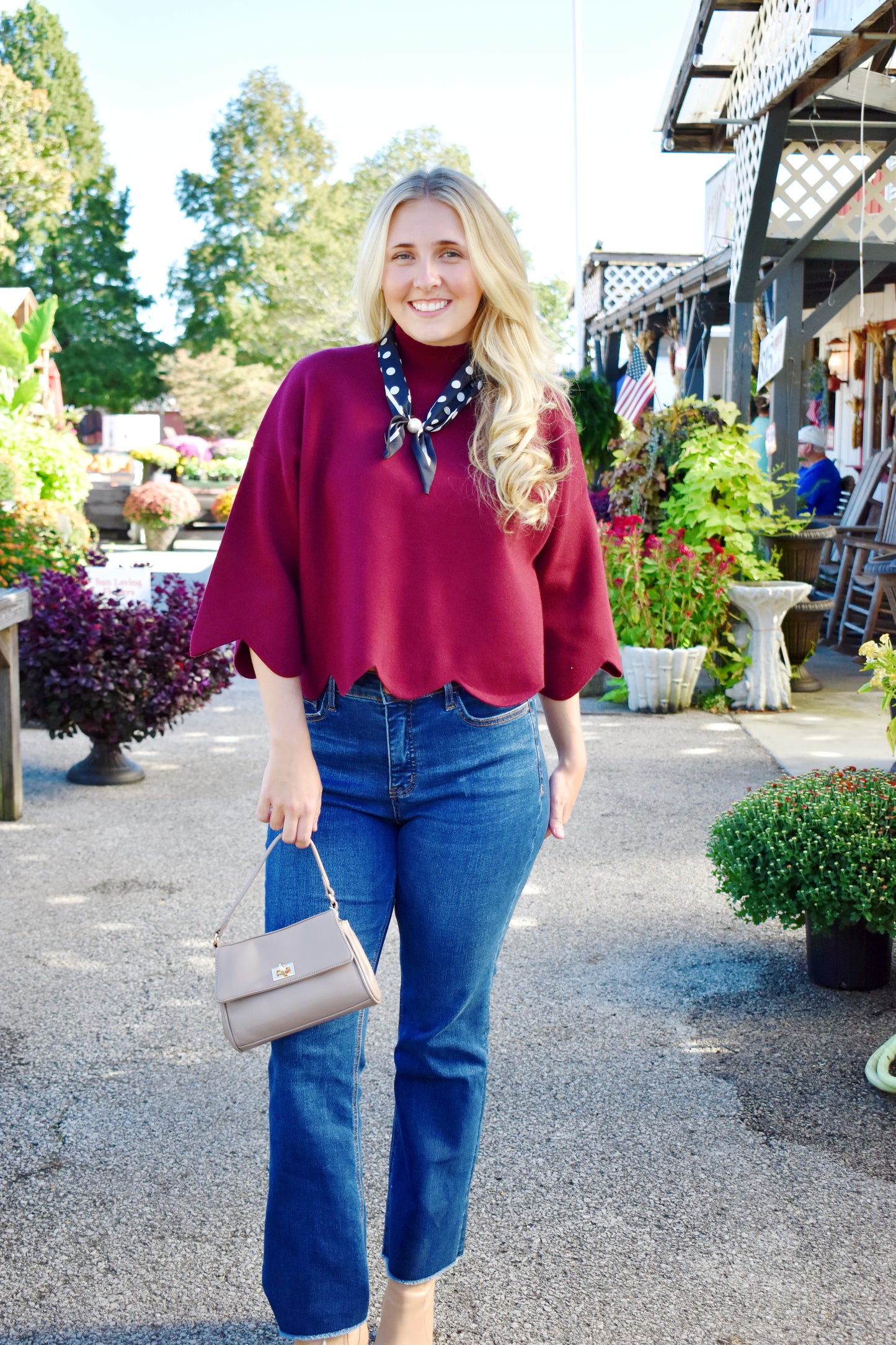 Merlot Scallop Hem Sweater
