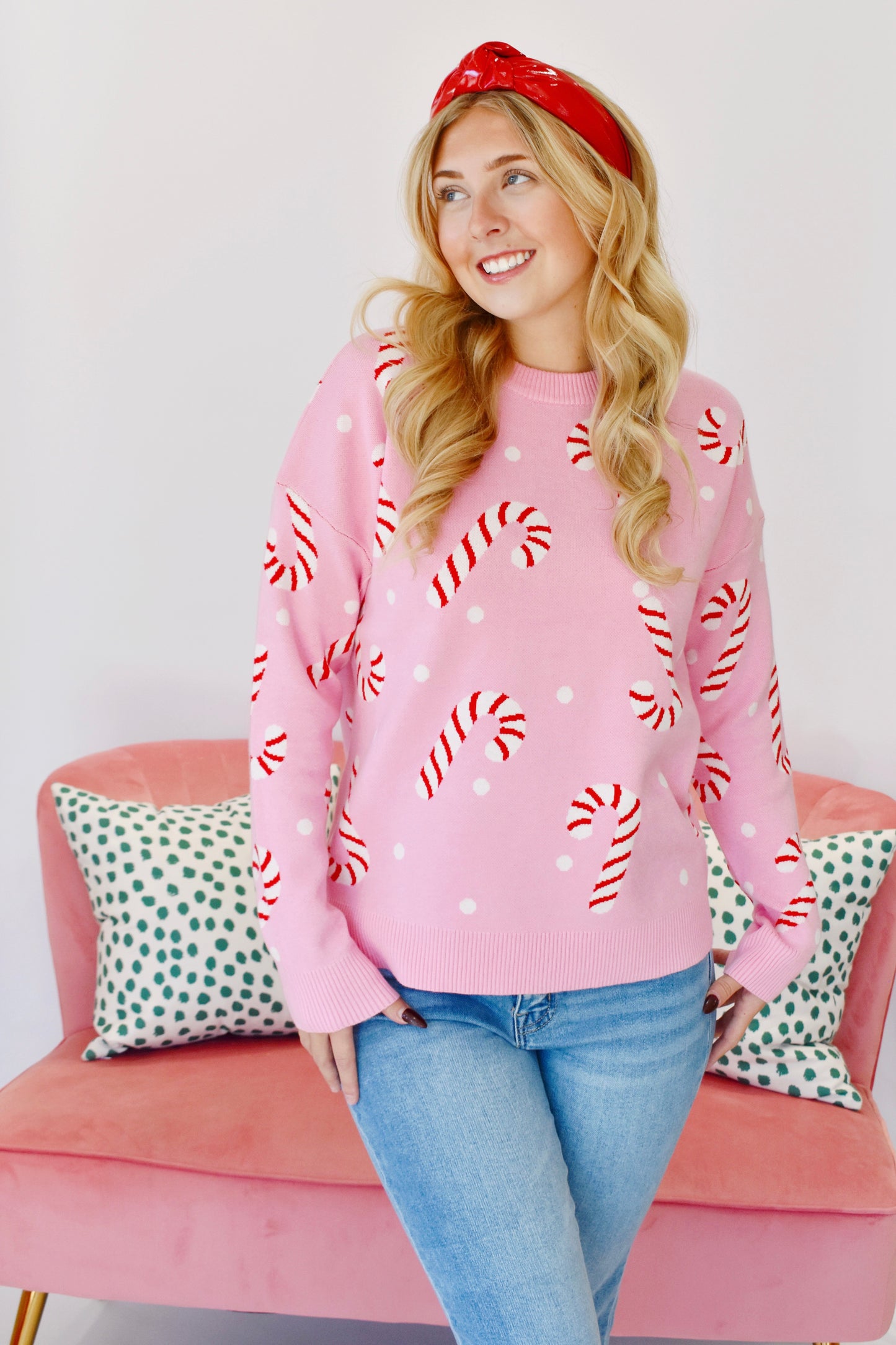Pink Candy Cane Sweater