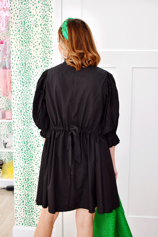 Black Shirt Dress With Bow Detail