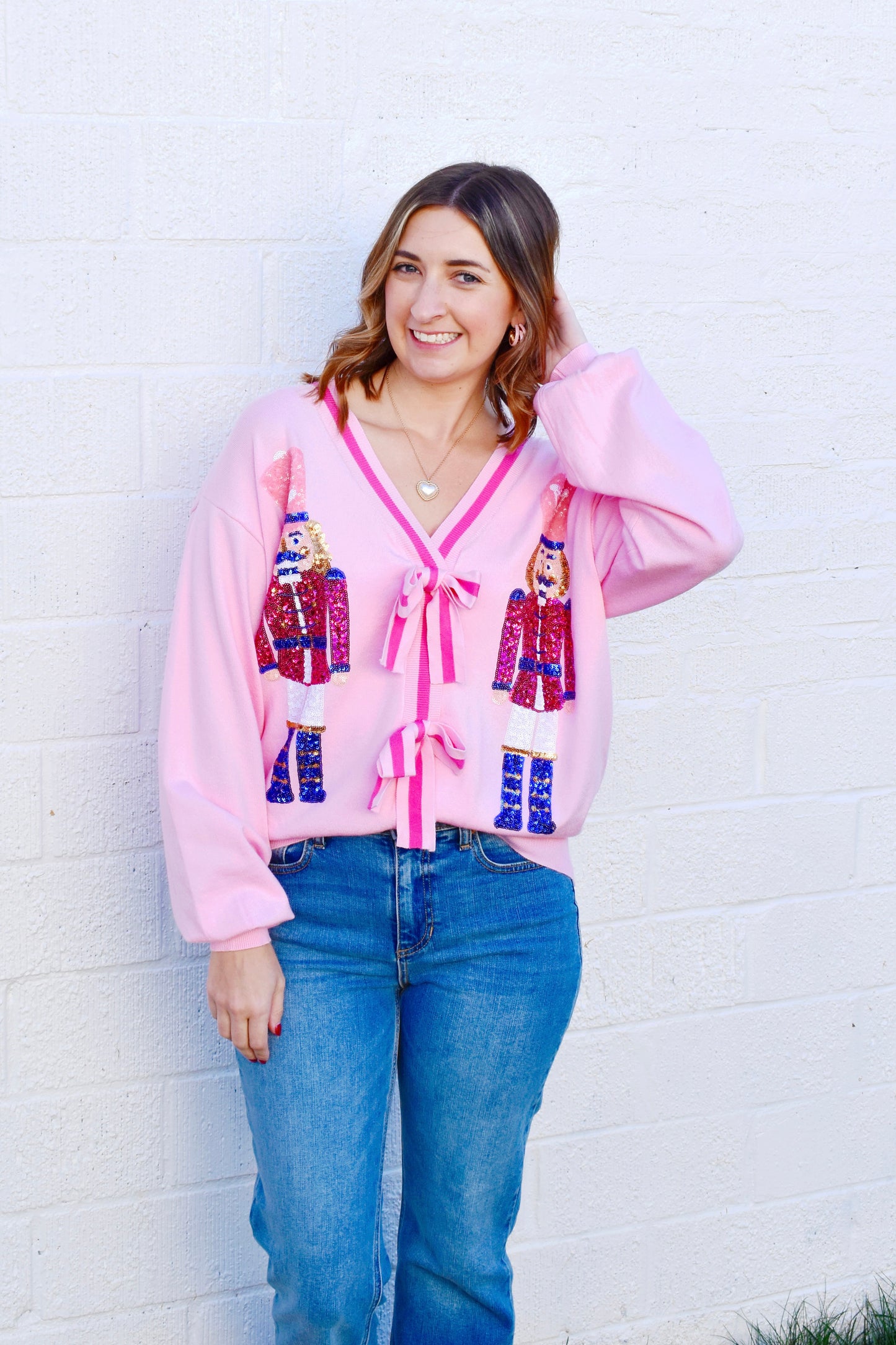 Pink Nutcracker Bow Cardigan