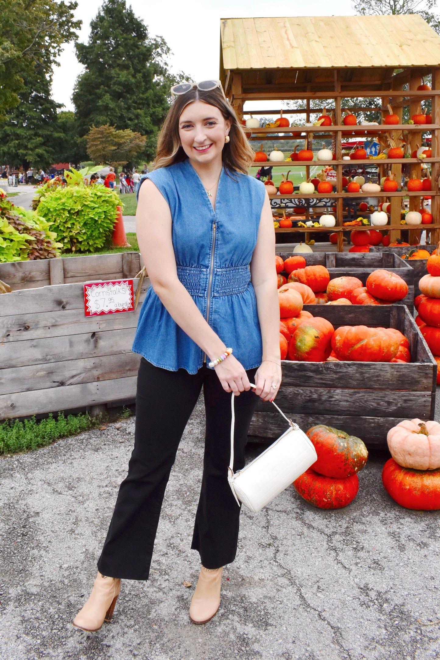 Denim Zip Up Peplum Top