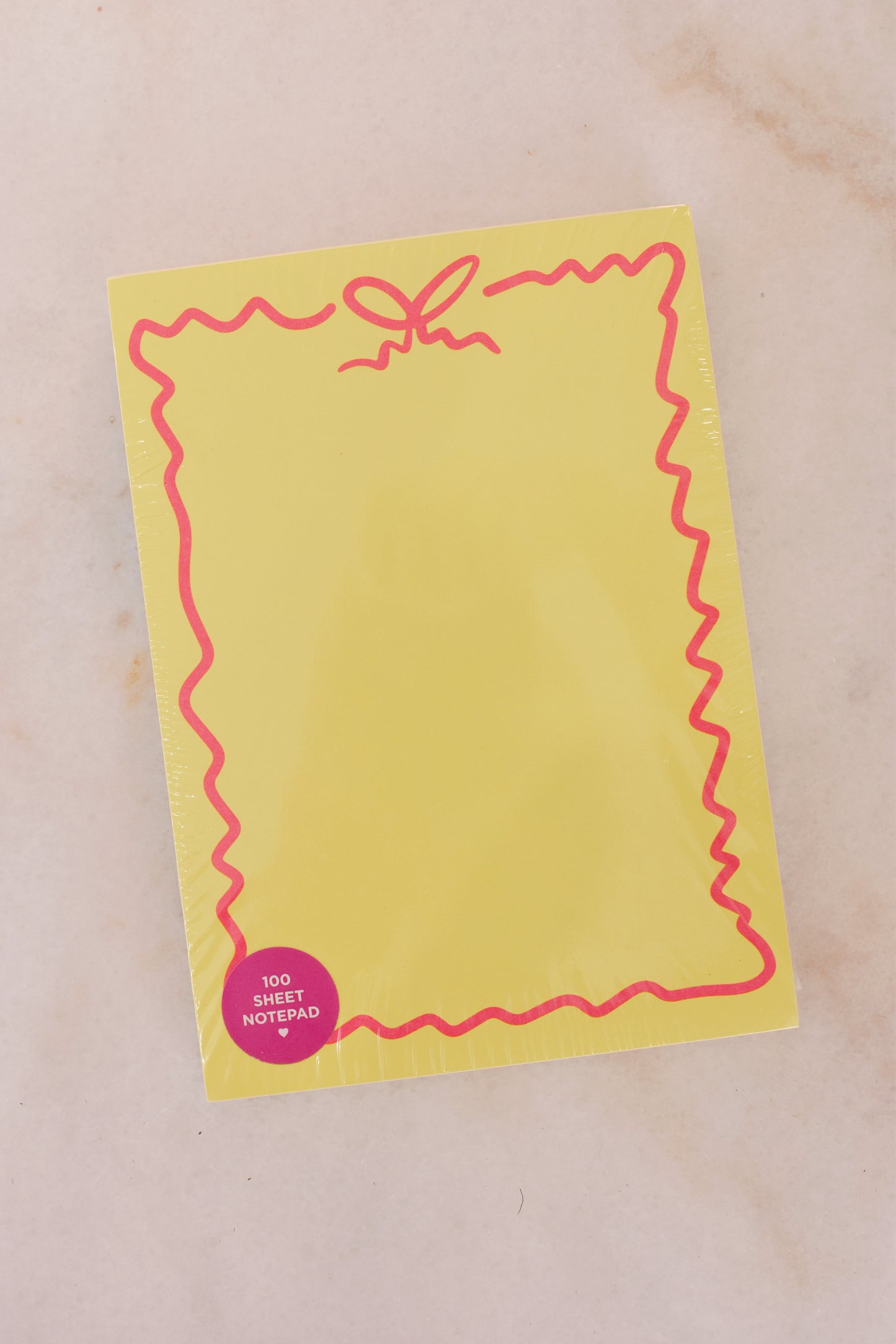 Yellow Pink Bow Notepad Sheet