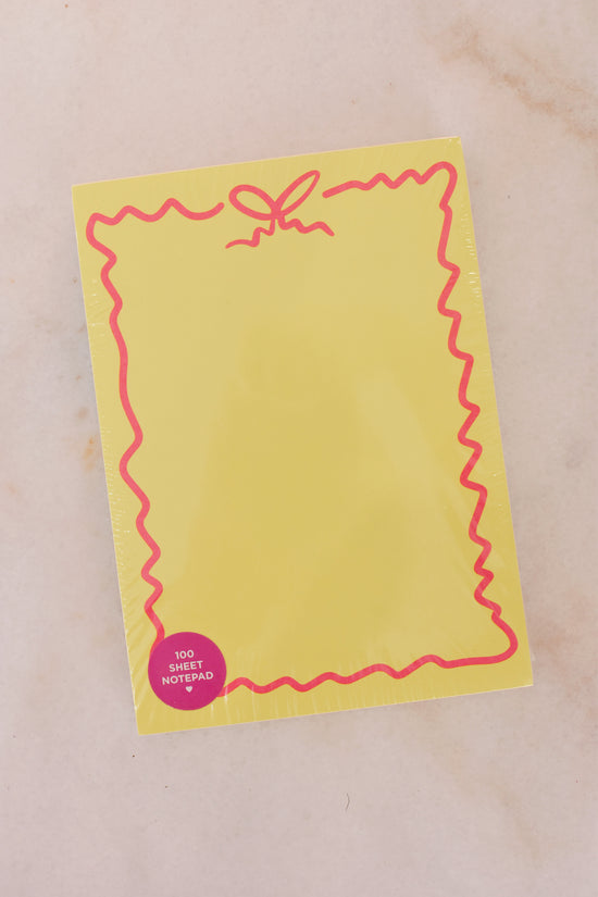 Yellow Pink Bow Notepad Sheet