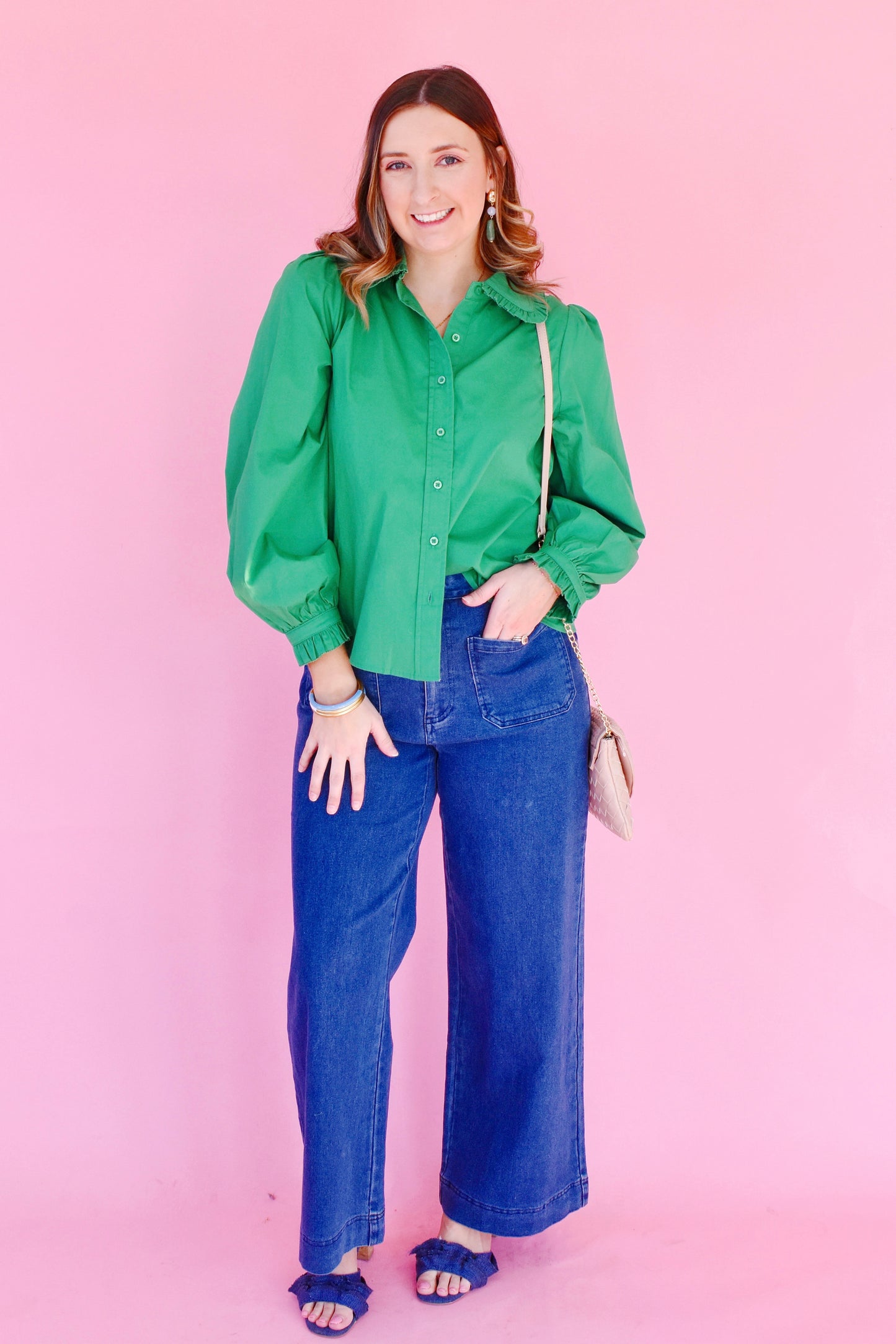 Kelly Ruffle Collared Button Down