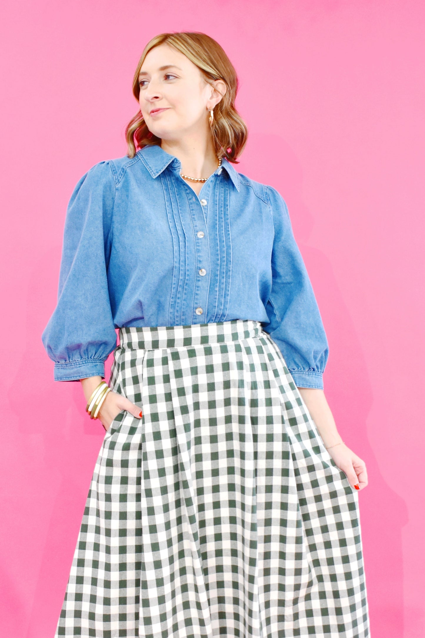 Denim Button Down Blouse