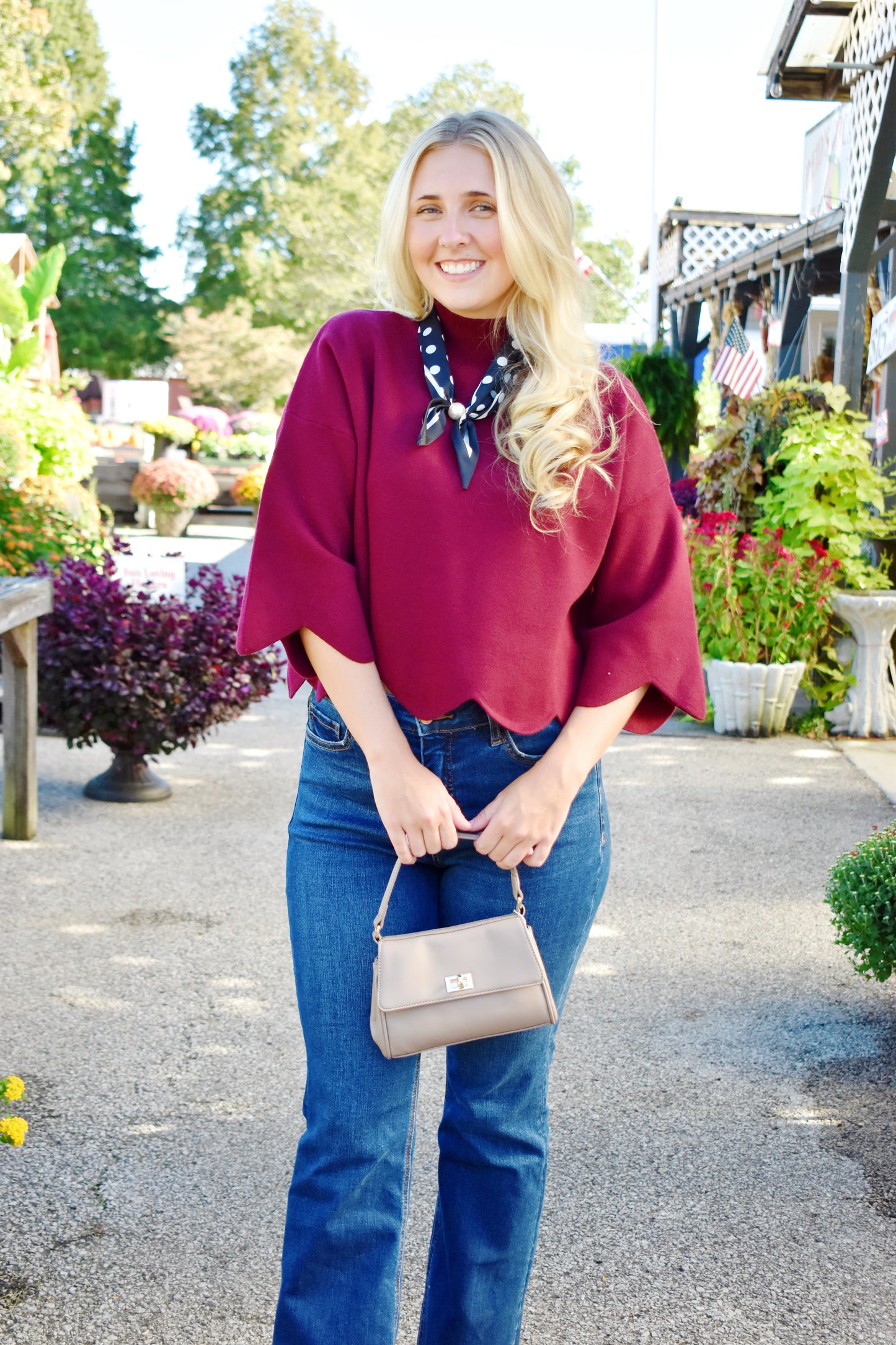 Merlot Scallop Hem Sweater