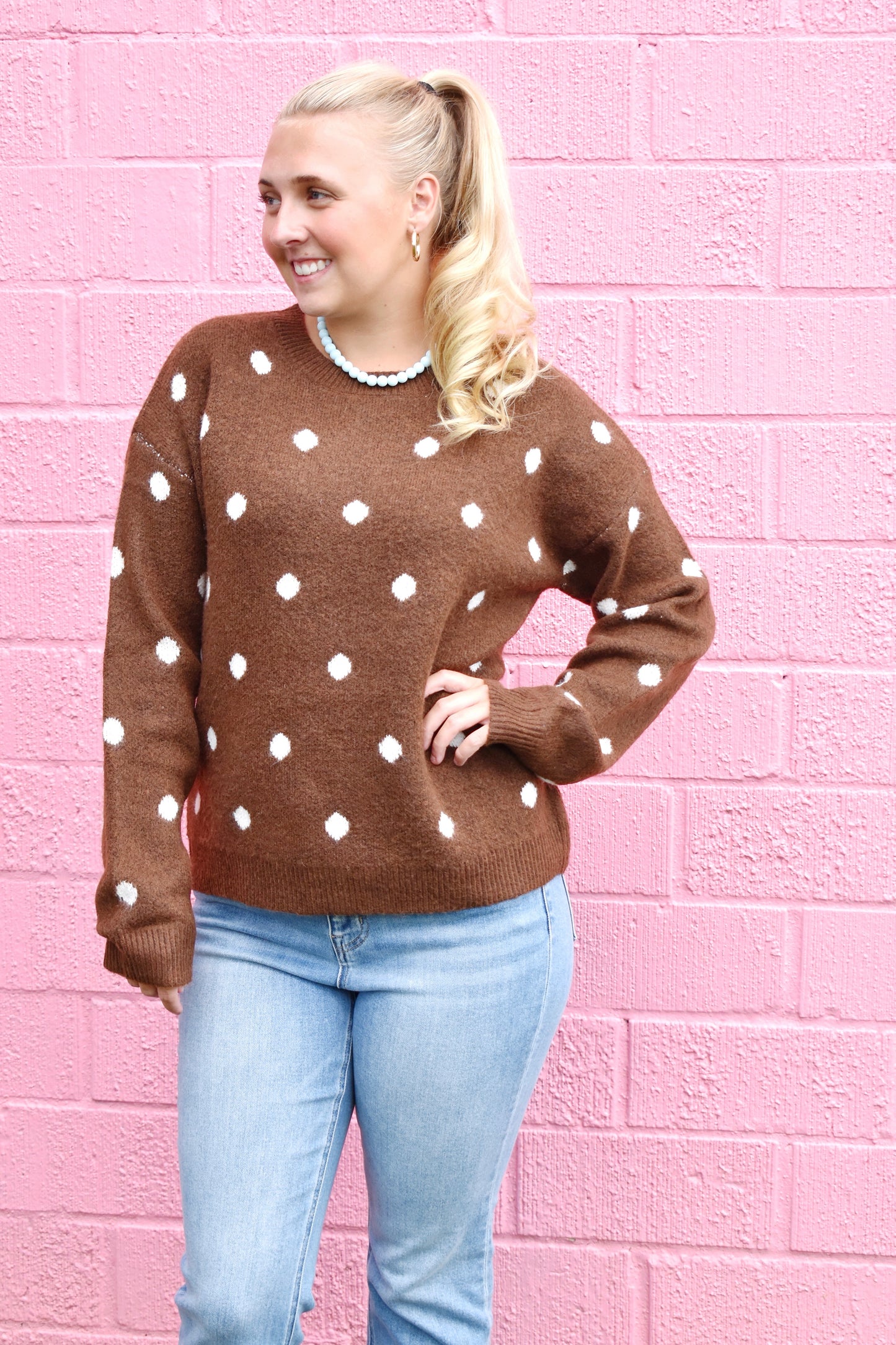 Brown Polka Dot Sweater
