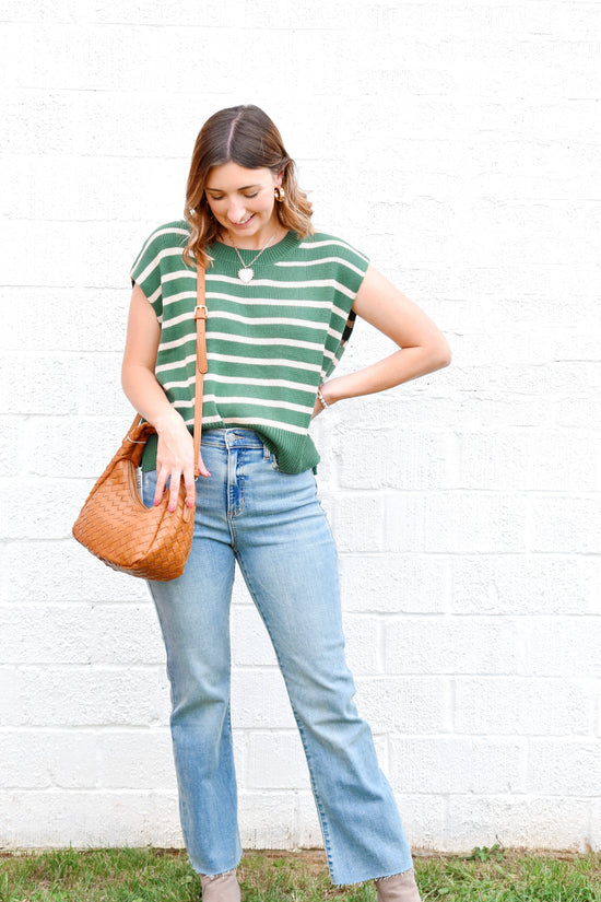 Pine Striped Cropped Knitted Top