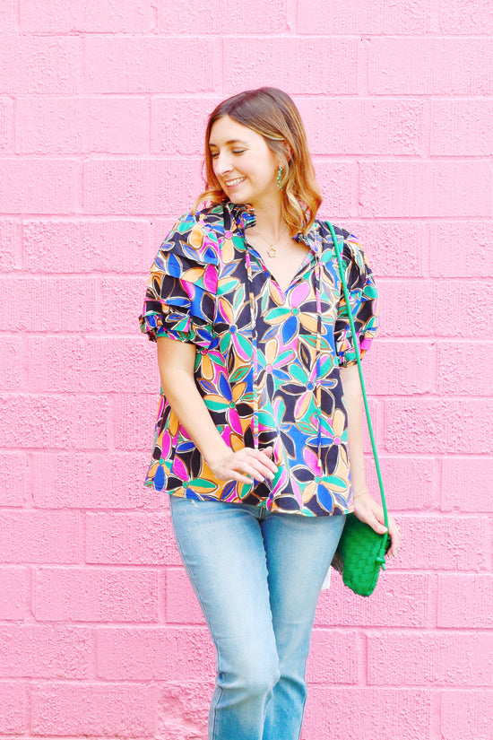 Black Multi Floral Blouse