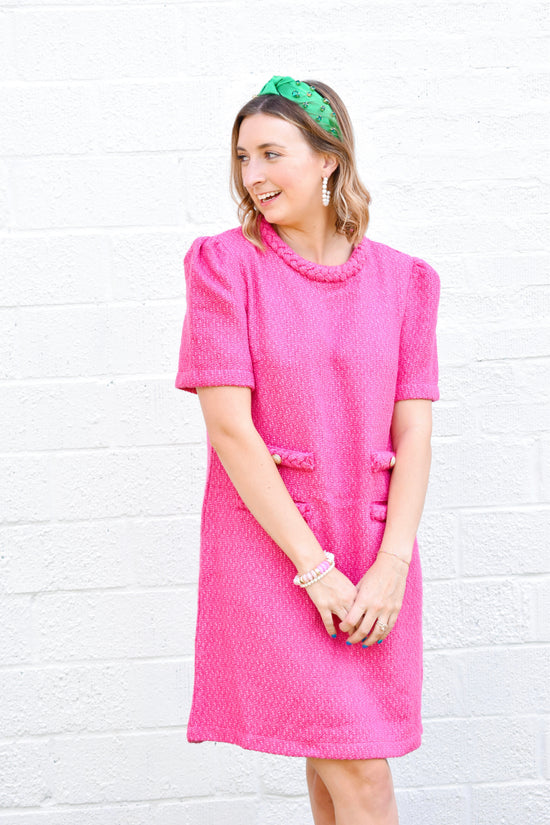 Elle Hot Pink Tweed Dress Confetti Boutique Elle Hot Pink Tweed Dress Confetti Boutique