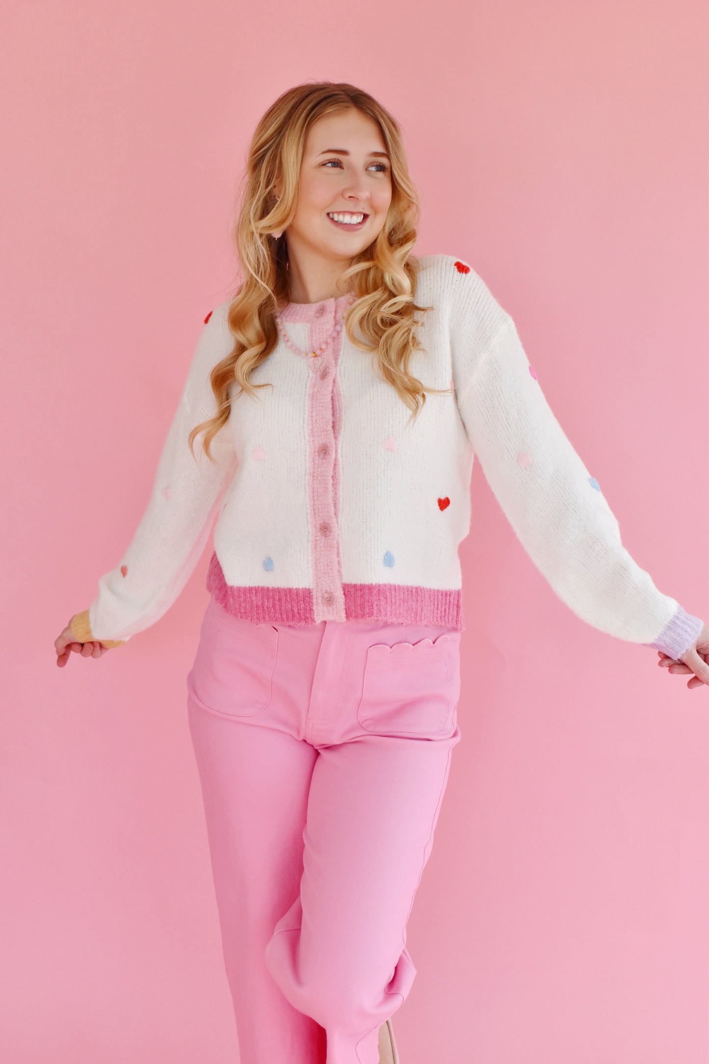 Confetti Hearts Multi Color Cardigan Sweater