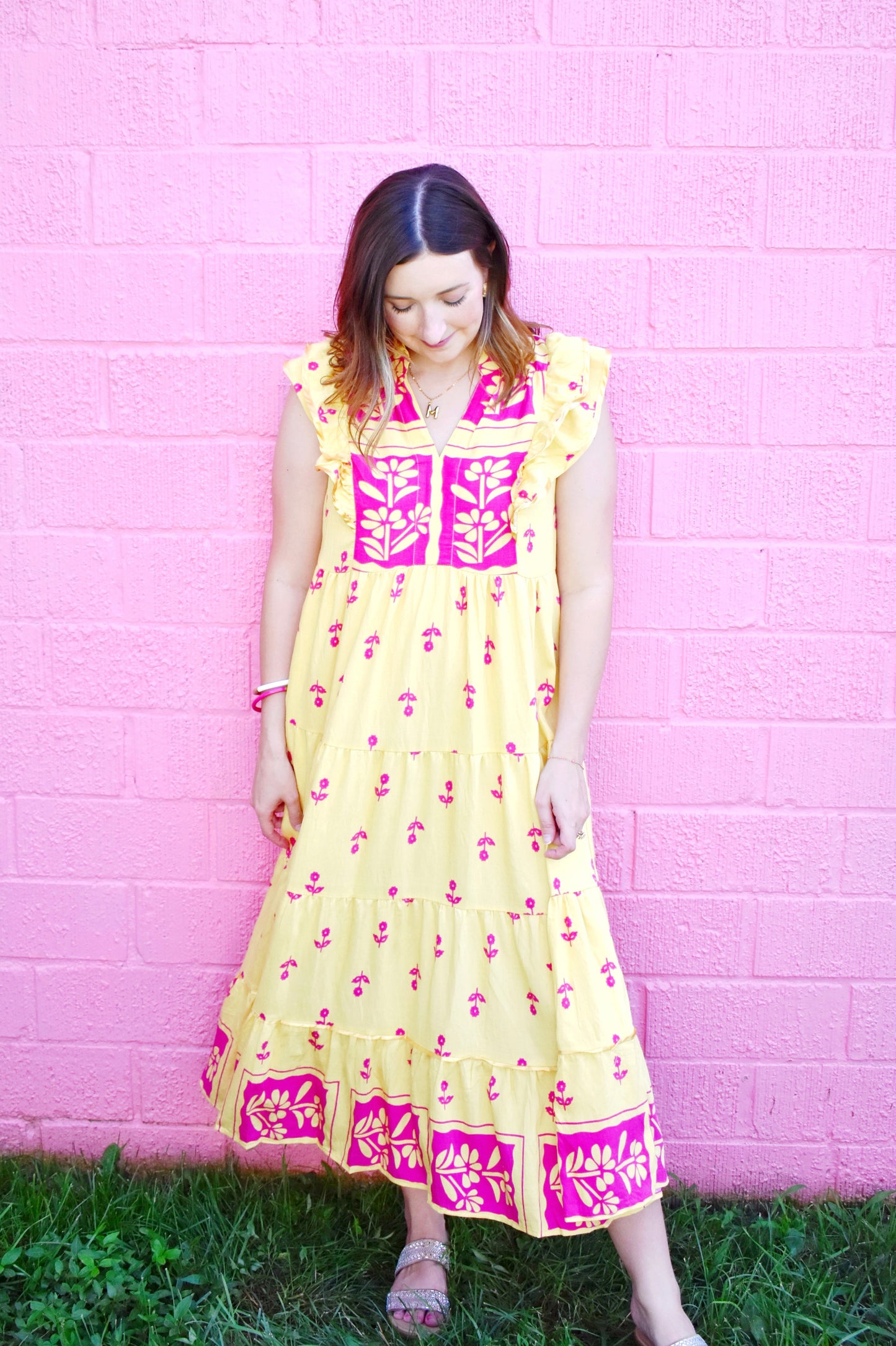 Yellow & Pink Floral Ruffle Sleeve Midi Dress Confetti Boutique Yellow & Pink Floral Ruffle Sleeve Midi Dress Confetti Boutique