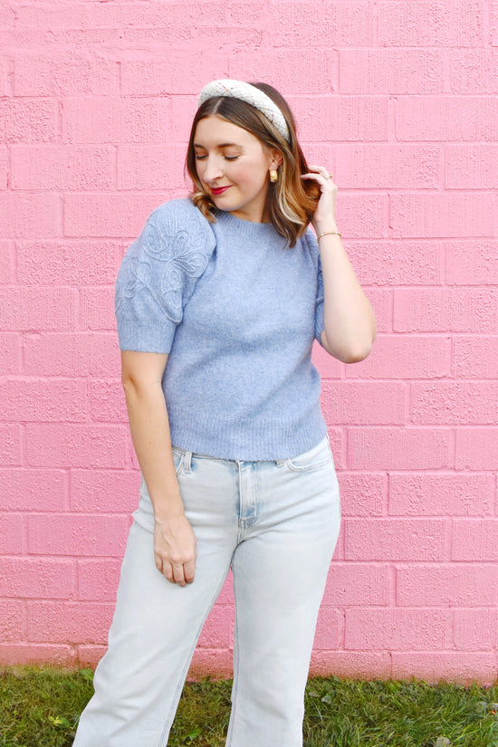 Light Blue Short Sleeve Sweater