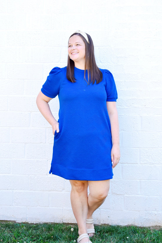 Royal Blue Textured Dress