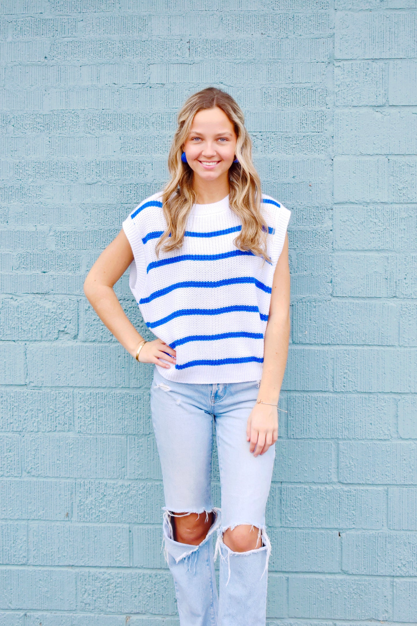 Royal Striped Sweater Top