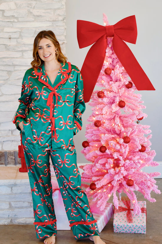 Green & Red Bow Pajama Set